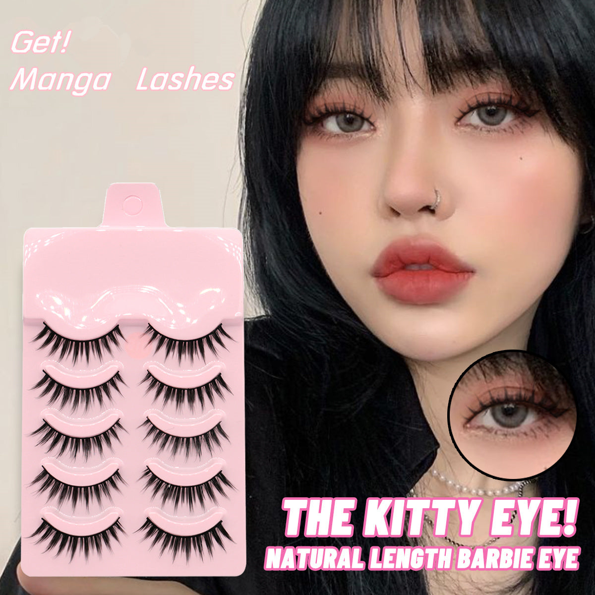 5 Pairs Manga Lashes - Anime Cosplay Natural Wispy False Eyelashes